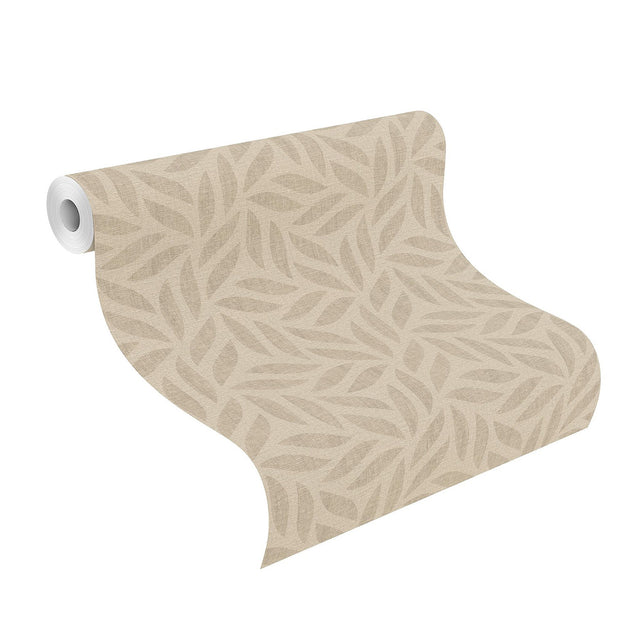 Sagano Light Brown Leaf Textured Wallpaper with Botanical Raised-Ink Motif - Advantage 2980-704648