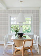 Sala White Plaid Wallpaper with Farmhouse Graphics Plaid Pattern - Advantage 2980-92123