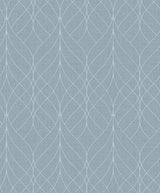 Hartley Blue Geo Wallpaper with Metallic Textured Ogee Trellis - Advantage 2980-M41901