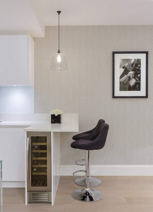 Hartley Mauve Geo Wallpaper with Metallic Textured Trellis & Lattice - Advantage 2980-M41907