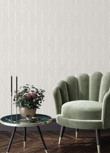 Hartley Mauve Geo Wallpaper with Metallic Textured Trellis & Lattice - Advantage 2980-M41907