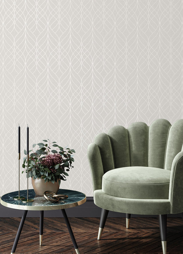 Hartley Mauve Geo Wallpaper with Metallic Textured Trellis & Lattice - Advantage 2980-M41907