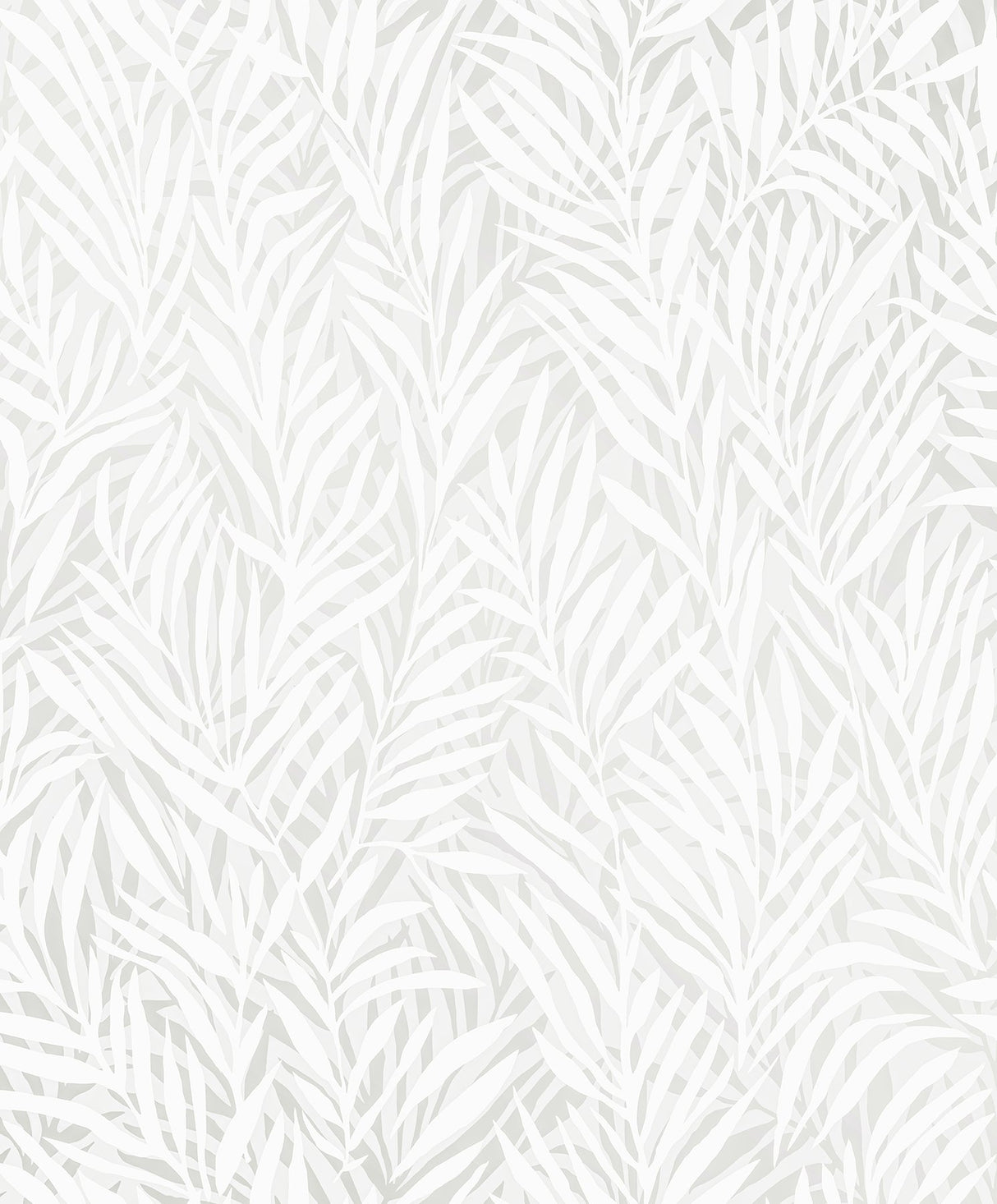 Holzer White Fern Wallpaper with Metallic Glitter Textured Leaves - Advantage 2980-M52500