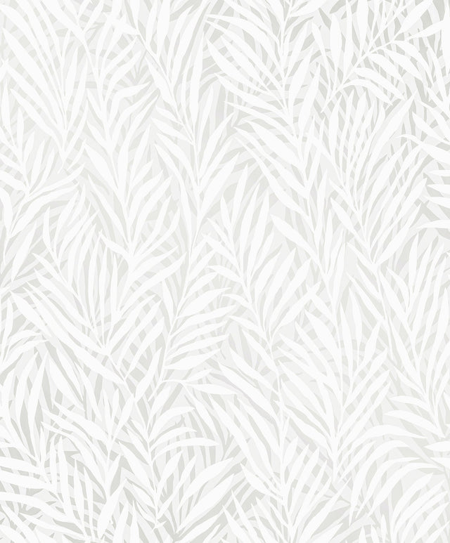 Holzer White Fern Wallpaper with Metallic Glitter Textured Leaves - Advantage 2980-M52500