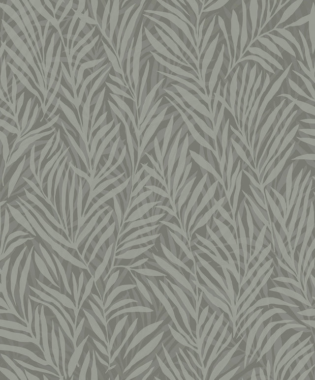 Holzer Dark Green Fern Wallpaper with Metallic Glitter Textured Botanical Leaves - Advantage 2980-M52504