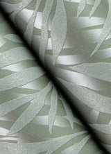 Holzer Dark Green Fern Wallpaper with Metallic Glitter Textured Botanical Leaves - Advantage 2980-M52504