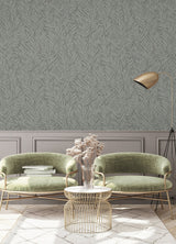 Holzer Dark Green Fern Wallpaper with Metallic Glitter Textured Botanical Leaves - Advantage 2980-M52504