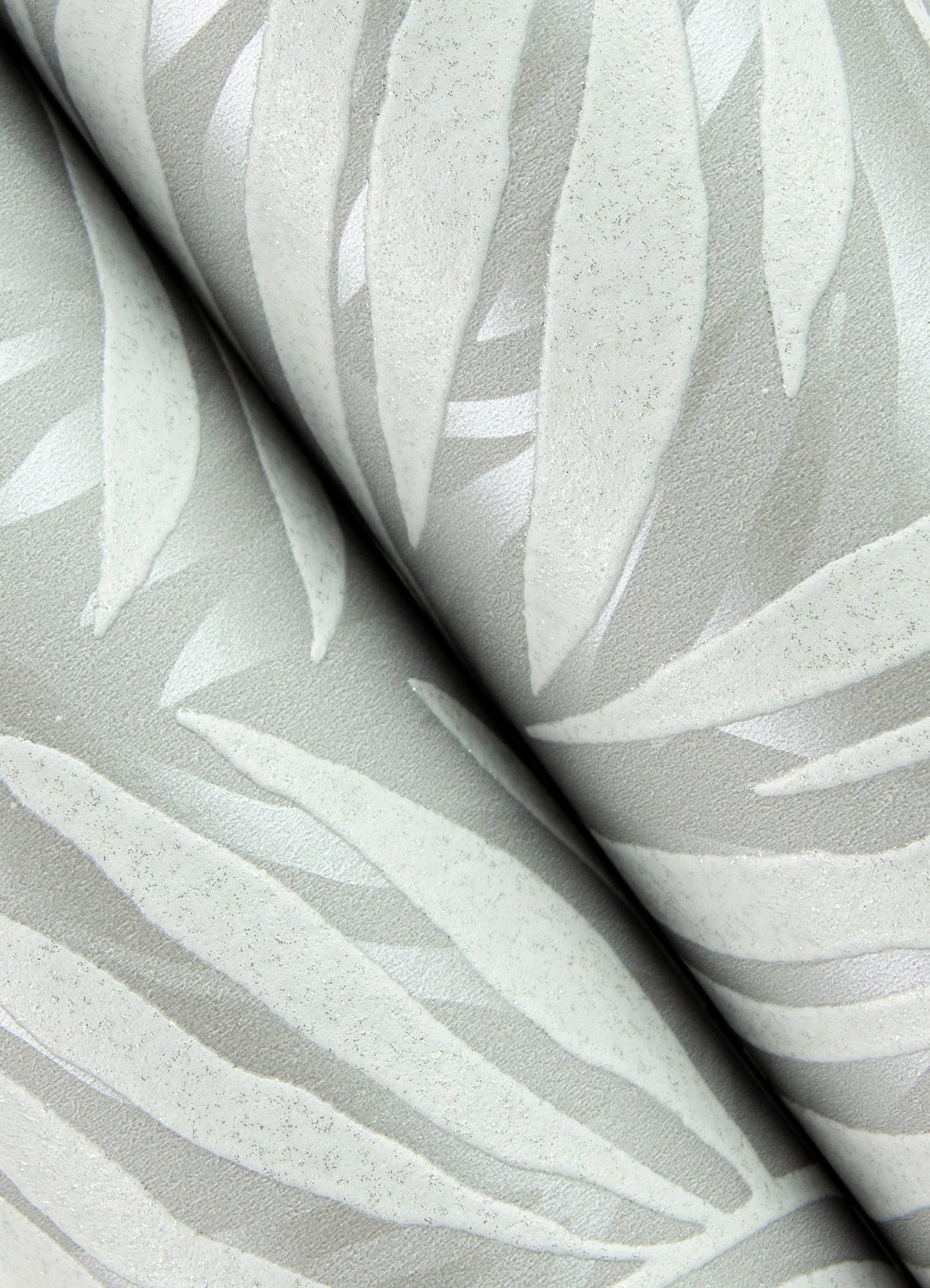 Holzer Grey Fern Wallpaper with Metallic Textured Leaf Pattern - Advantage 2980-M52509