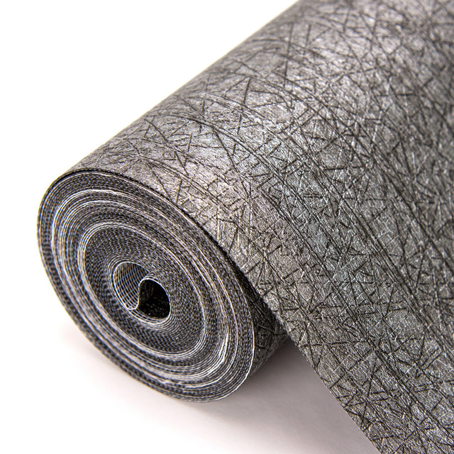 Nagano Black Distressed Texture Wallpaper with Metallic Raised Ink - Warner 2984-2215