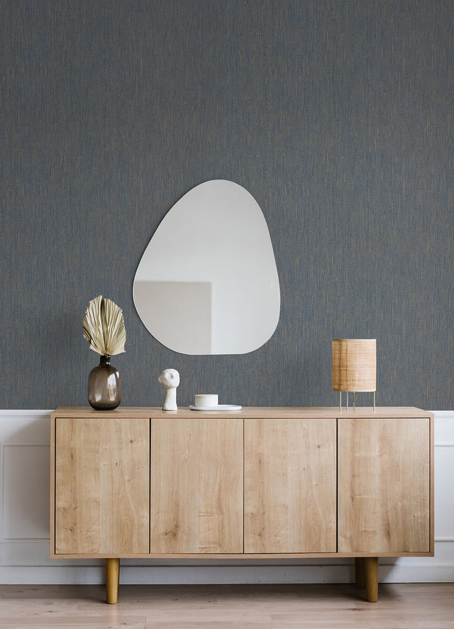Grand Canal Indigo Distressed Texture Wallpaper with Metallic Textured Abstract Pattern - Brewster 2984-2225