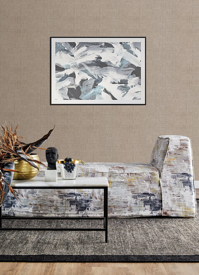 Thea Cream Geometric Wallpaper with Textured Metallic Raised-Ink Pattern - Warner 2984-2227