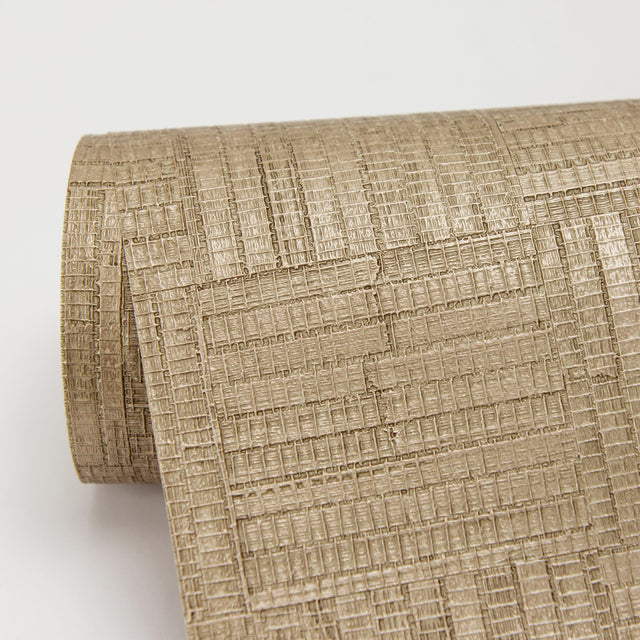 Thea Gold Geometric Wallpaper with Modern Abstract Quilted Texture - Warner 2984-2229