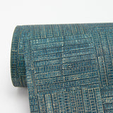 Thea Blue Geometric Wallpaper with Metallic Textured Abstract Geometrics - Warner 2984-2230