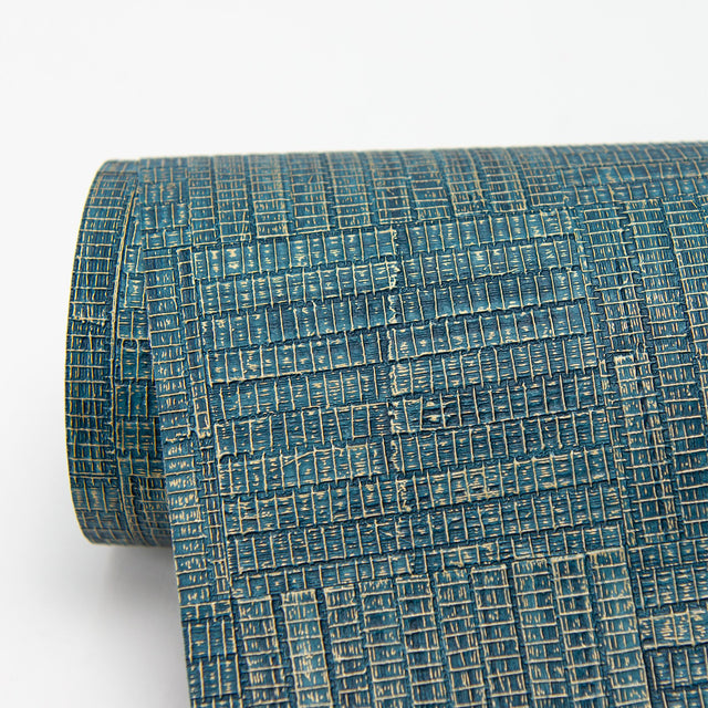 Thea Blue Geometric Wallpaper with Metallic Textured Abstract Geometrics - Warner 2984-2230