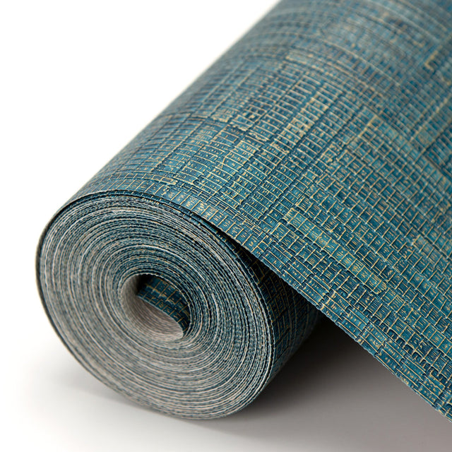 Thea Blue Geometric Wallpaper with Metallic Textured Abstract Geometrics - Warner 2984-2230