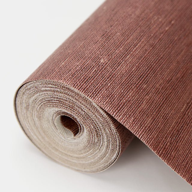 Aspero Red Faux Grasscloth Wallpaper with Textured Woven Look - Warner 2984-2780