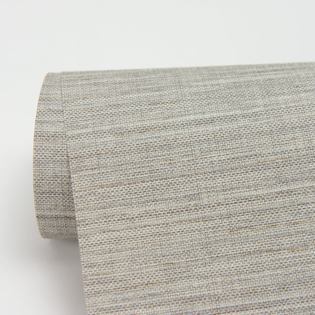 Bay Ridge Light Grey Faux Grasscloth Wallpaper with Raised Ink Texture - Brewster 2984-2782