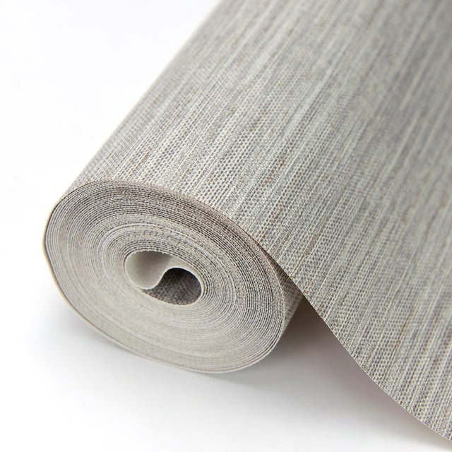 Bay Ridge Light Grey Faux Grasscloth Wallpaper with Raised Ink Texture - Brewster 2984-2782