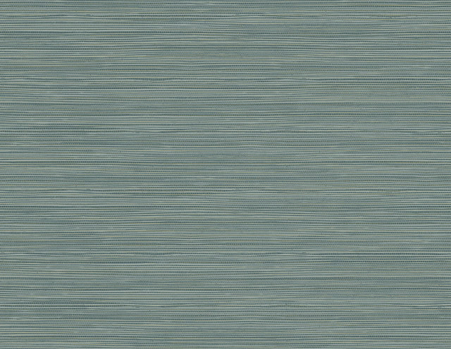 Bondi Teal Faux Grasscloth Traditional Wallpaper with Raised Ink Texture - Warner 2984-40902