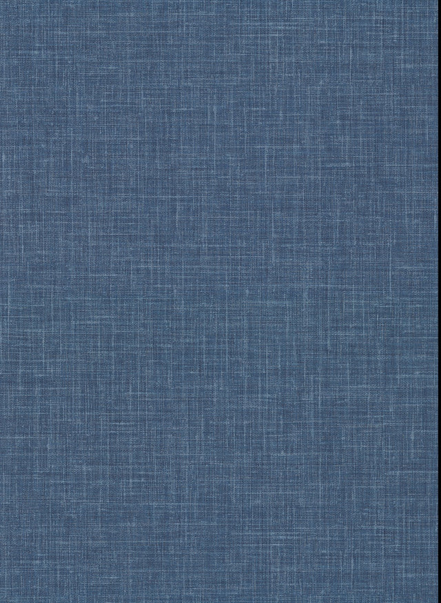 Upton Indigo Faux Linen Wallpaper with Traditional Texture Pattern - Warner 2984-50302