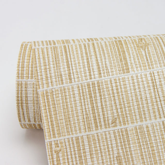 Luz Honey Faux Grasscloth Wallpaper with Textured Woven Look - Warner 2984-70003