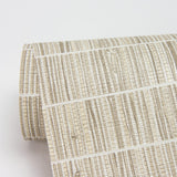 Luz Taupe Faux Grasscloth Wallpaper with Textured Faux Grasscloth Pattern - Warner 2984-70007