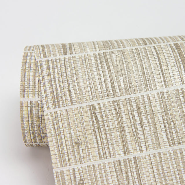 Luz Taupe Faux Grasscloth Wallpaper with Textured Faux Grasscloth Pattern - Warner 2984-70007