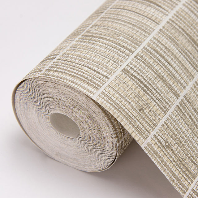Luz Taupe Faux Grasscloth Wallpaper with Textured Faux Grasscloth Pattern - Warner 2984-70007