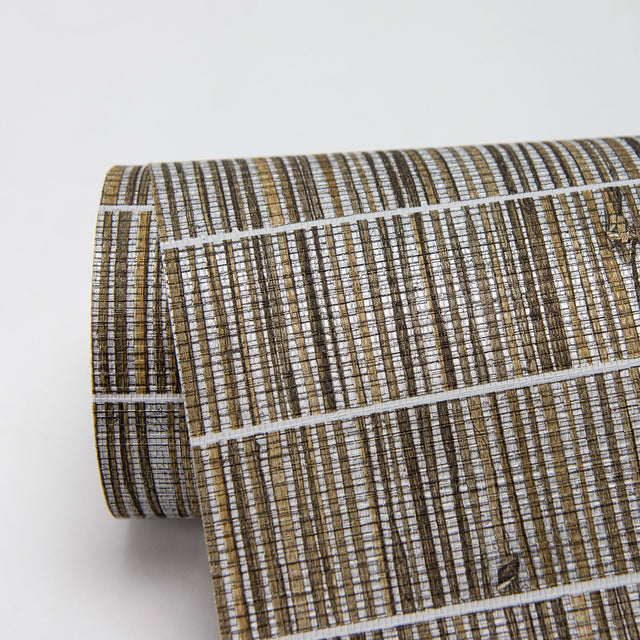 Luz Brown Faux Grasscloth Wallpaper with Textured Faux Grasscloth Pattern - Warner 2984-70018