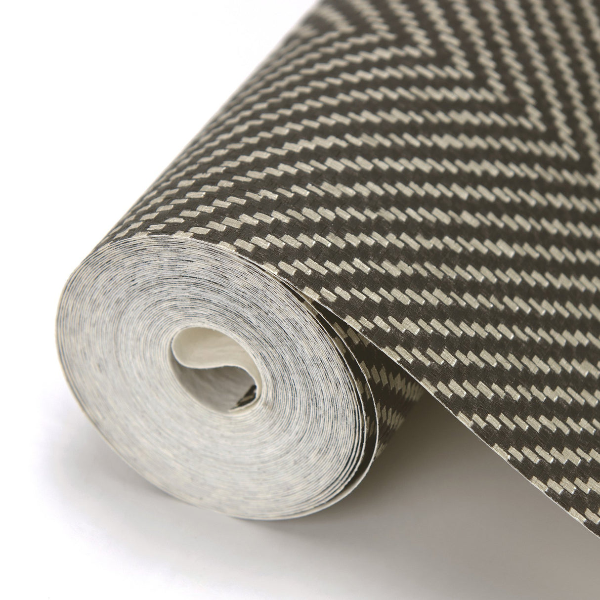 Graham Black Chevron Wallpaper with Raised Ink Texture - Warner 2984-70400
