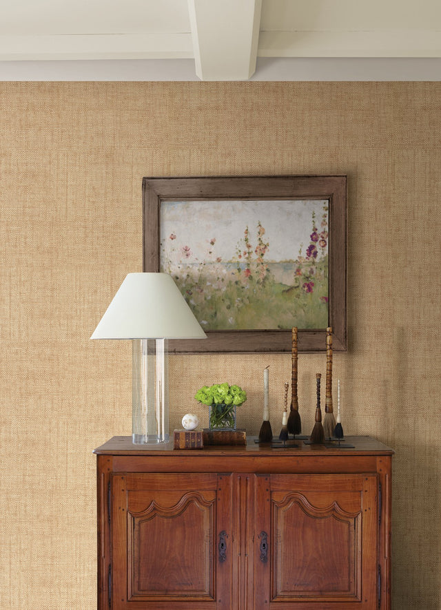 Caviar Beige Basketweave Wallpaper with Traditional Texture Pattern - Warner 2984-87917