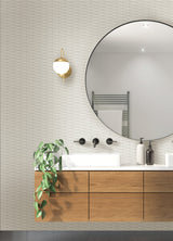 Gator White Geometric Stripe Wallpaper with Textured 3D Angular Stripe Motif - A-Street Prints 2988-70000
