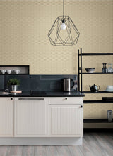 Gator Wheat Geometric Stripe Wallpaper with Textured Vinyl Transitional Geometrics Pattern - A-Street Prints 2988-70003