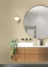 Gator Wheat Geometric Stripe Wallpaper with Textured Vinyl Transitional Geometrics Pattern - A-Street Prints 2988-70003