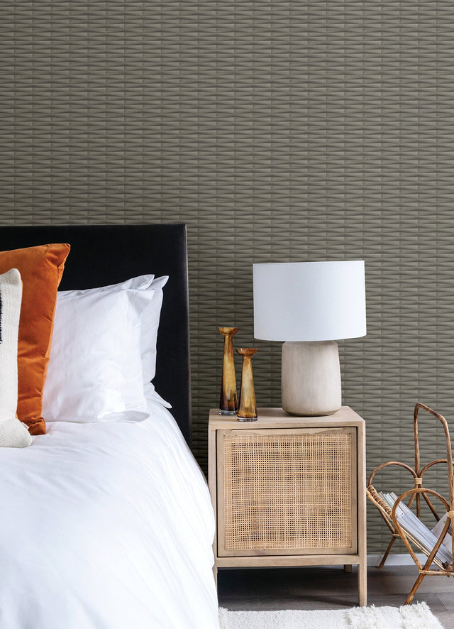 Gator Brown Geometric Stripe Textured Wallpaper with Transitional Geometric Pattern - A-Street Prints 2988-70006