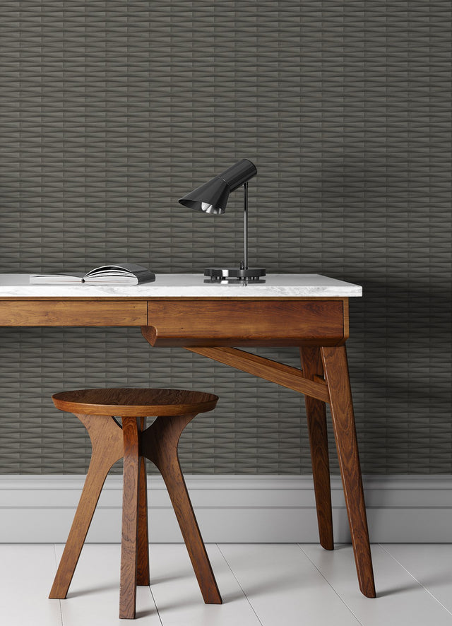 Gator Brown Geometric Stripe Textured Wallpaper with Transitional Geometric Pattern - A-Street Prints 2988-70006