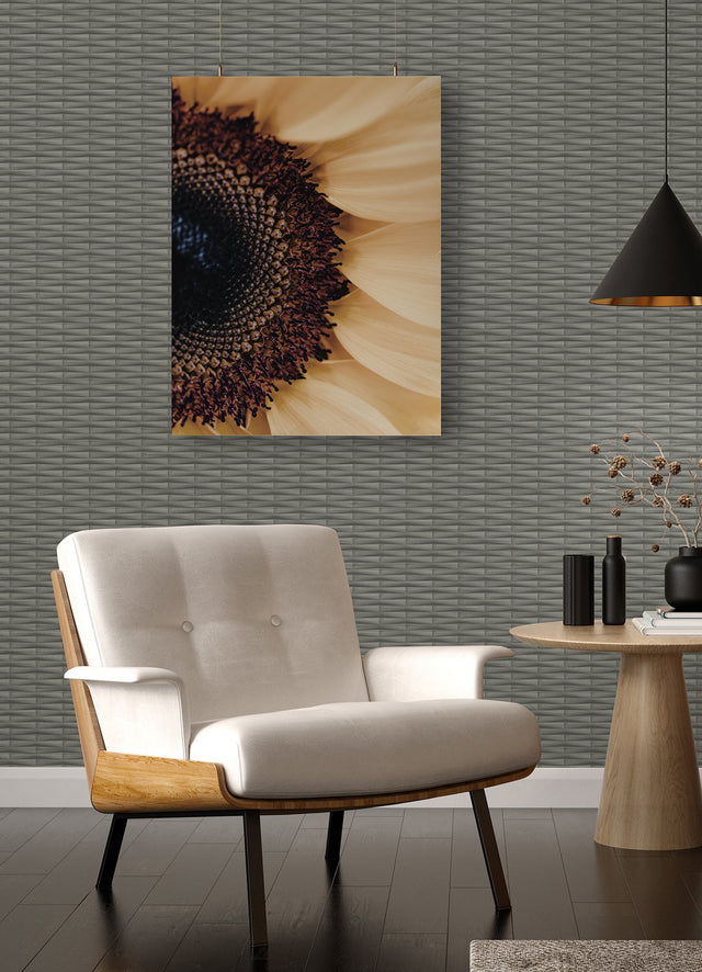 Gator Slate Geometric Stripe Wallpaper with Textured 3D Graphic Stripe Motif - A-Street Prints 2988-70007