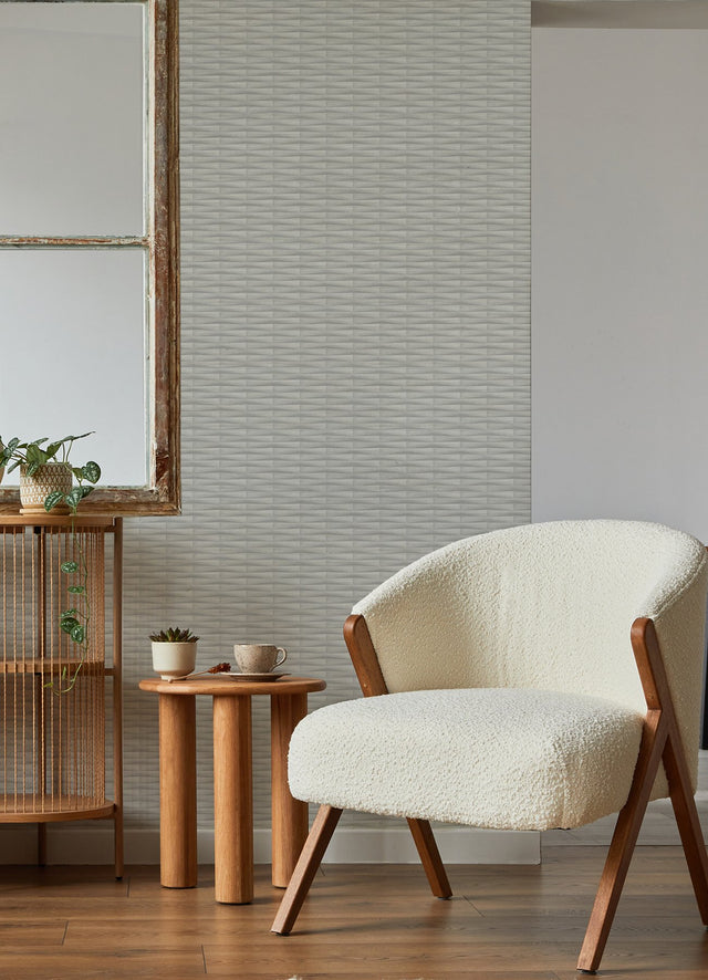 Gator Light Grey Geometric Stripe Wallpaper with Textured 3D Column Effect - A-Street Prints 2988-70008