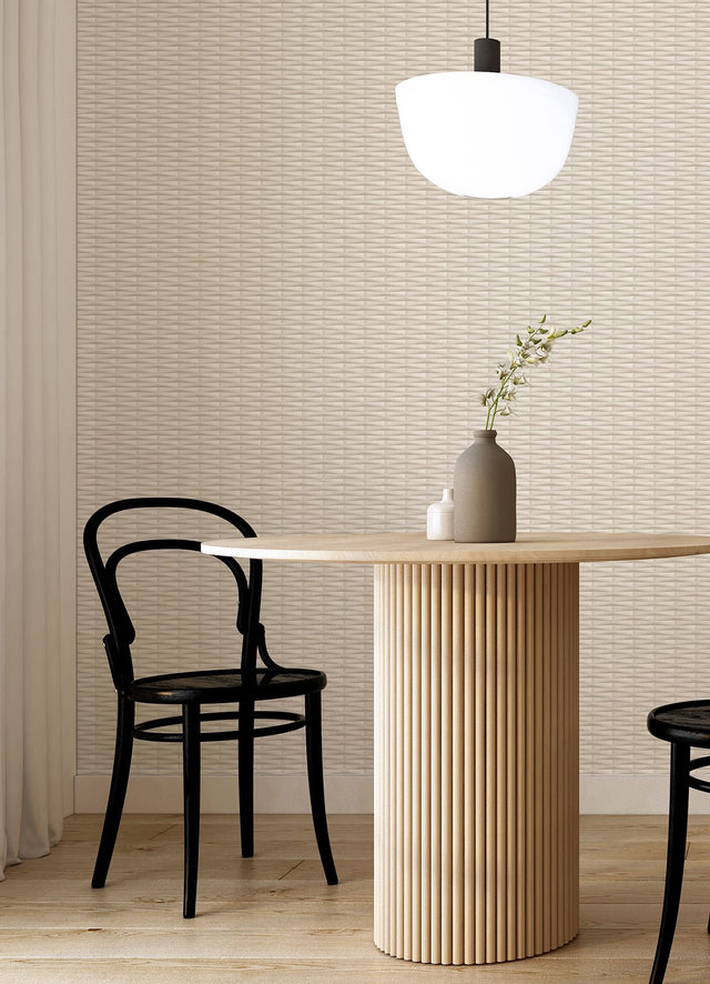 Gator Beige Geometric Stripe Wallpaper with Textured 3D-Look Geometric Stripes - A-Street Prints 2988-70013