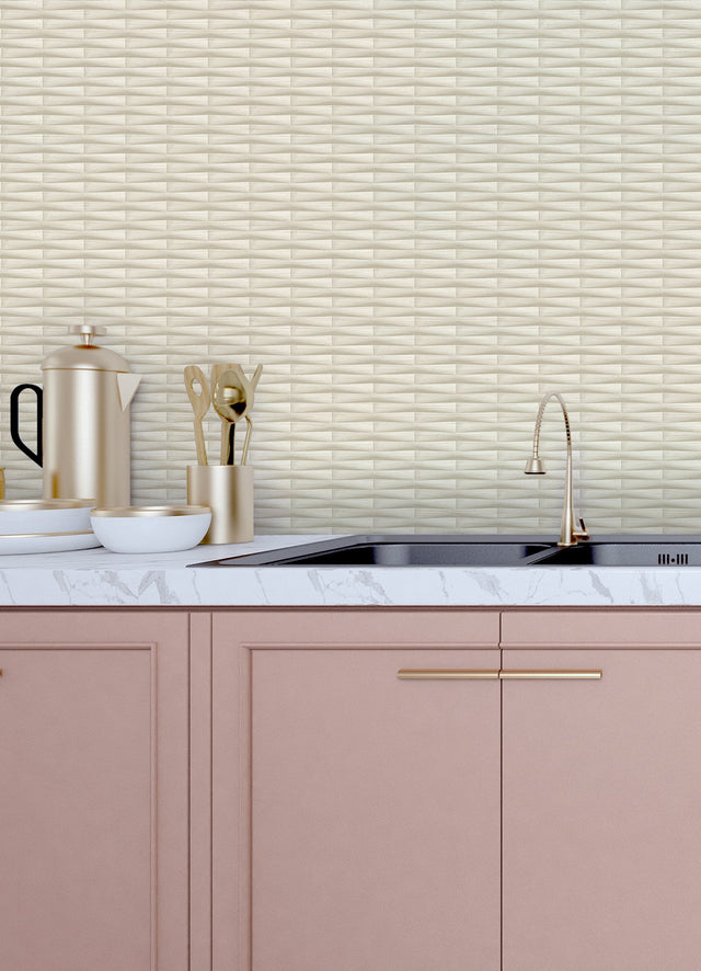 Gator Beige Geometric Stripe Wallpaper with Textured 3D-Look Geometric Stripes - A-Street Prints 2988-70013