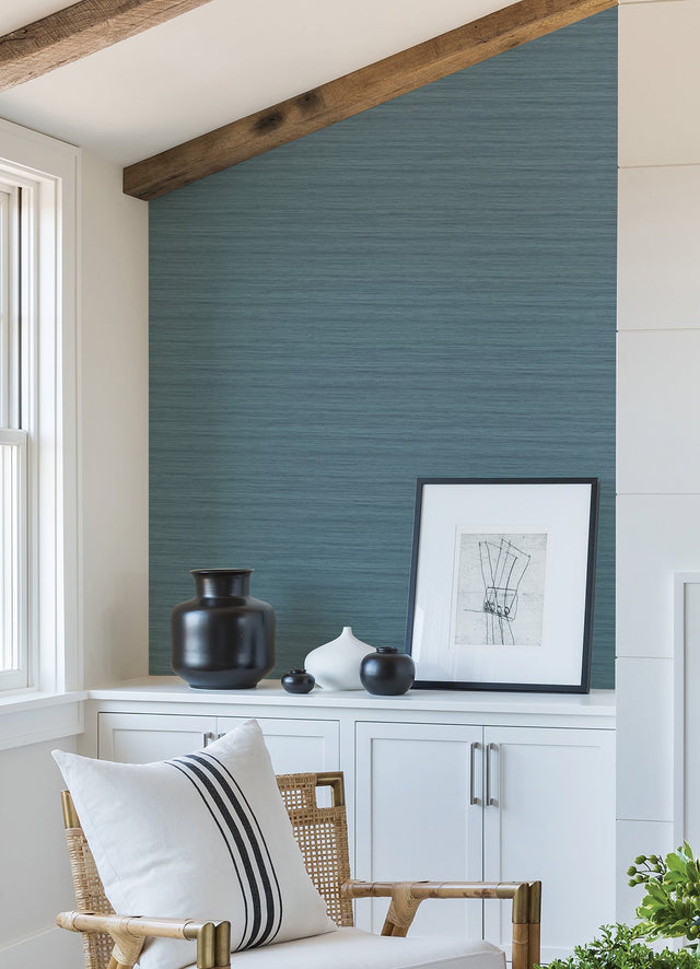 Shantung Blue Silk Textured Wallpaper - A-Street Prints 2988-70102