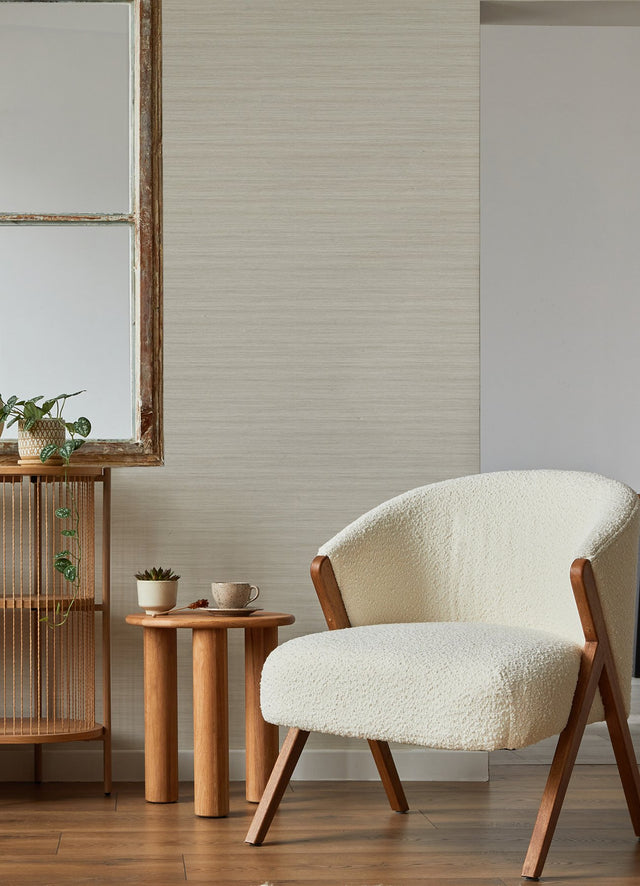 Shantung Beige Silk Wallpaper with Fabric & Woven Textures Pattern, Transitional Style - A-Street Prints 2988-70113