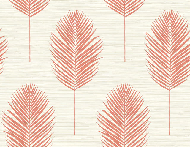 Bali Coral Fern Textured Vinyl Wallpaper with Botanical Leaf Motif - A-Street Prints 2988-70201