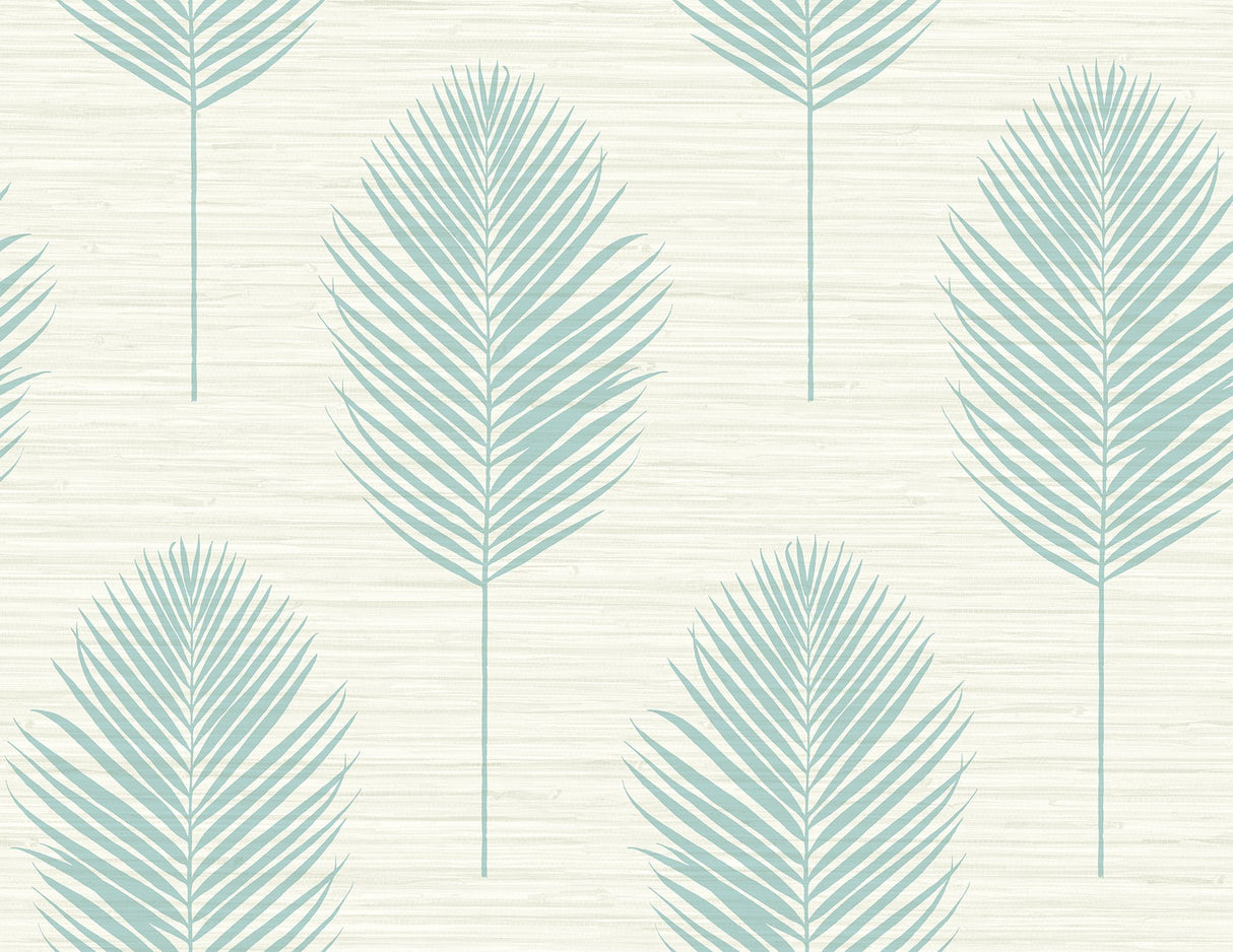 Bali Aqua Fern Wallpaper with Coastal Botanical Leaves Motif - A-Street Prints 2988-70202