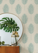 Bali Aqua Fern Wallpaper with Coastal Botanical Leaves Motif - A-Street Prints 2988-70202