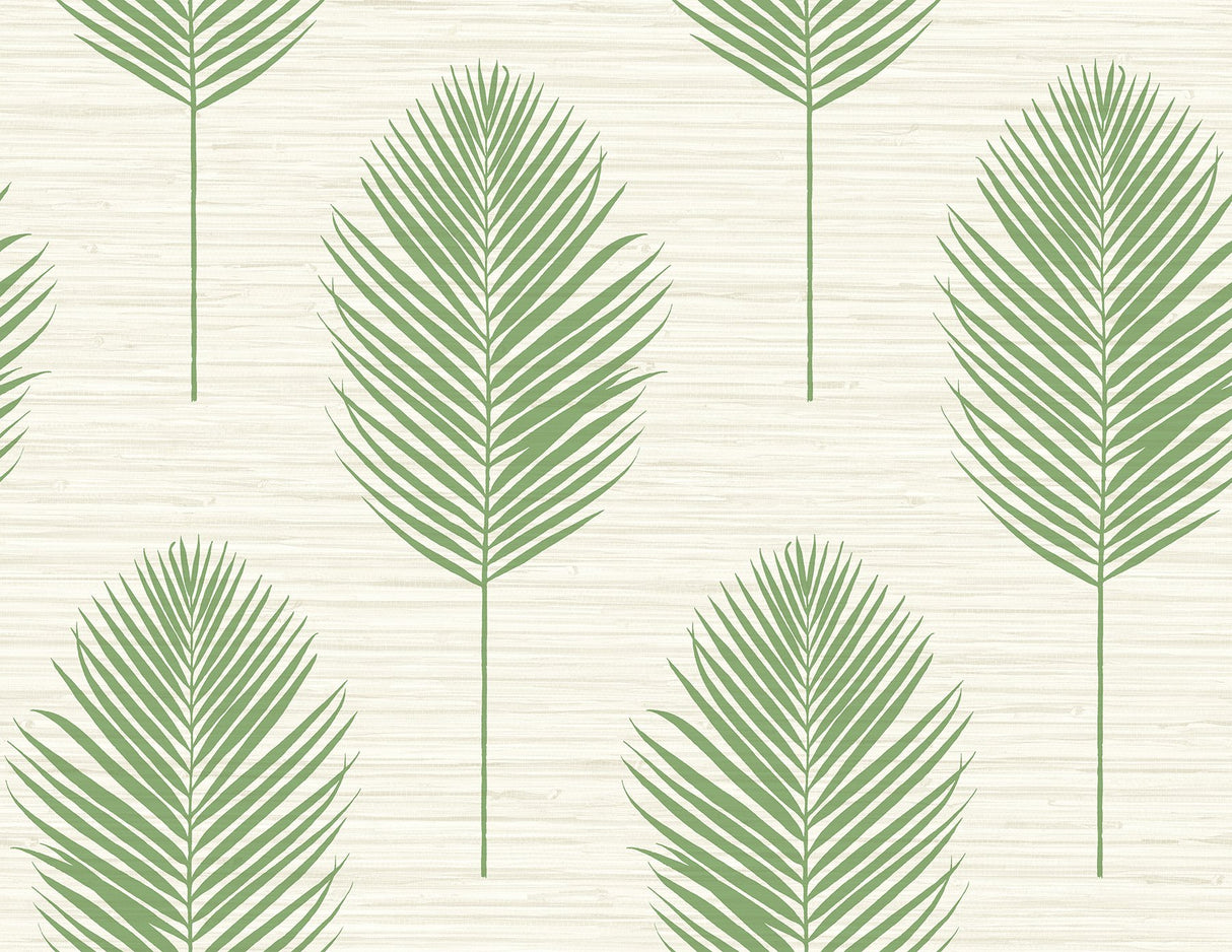 Bali Green Fern Textured Vinyl Wallpaper with Botanical Leaf Motif - A-Street Prints 2988-70204