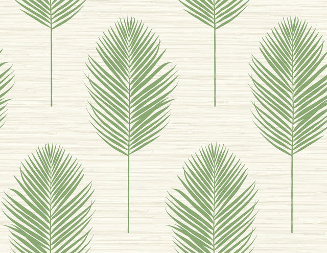 Bali Green Fern Textured Vinyl Wallpaper with Botanical Leaf Motif - A-Street Prints 2988-70204