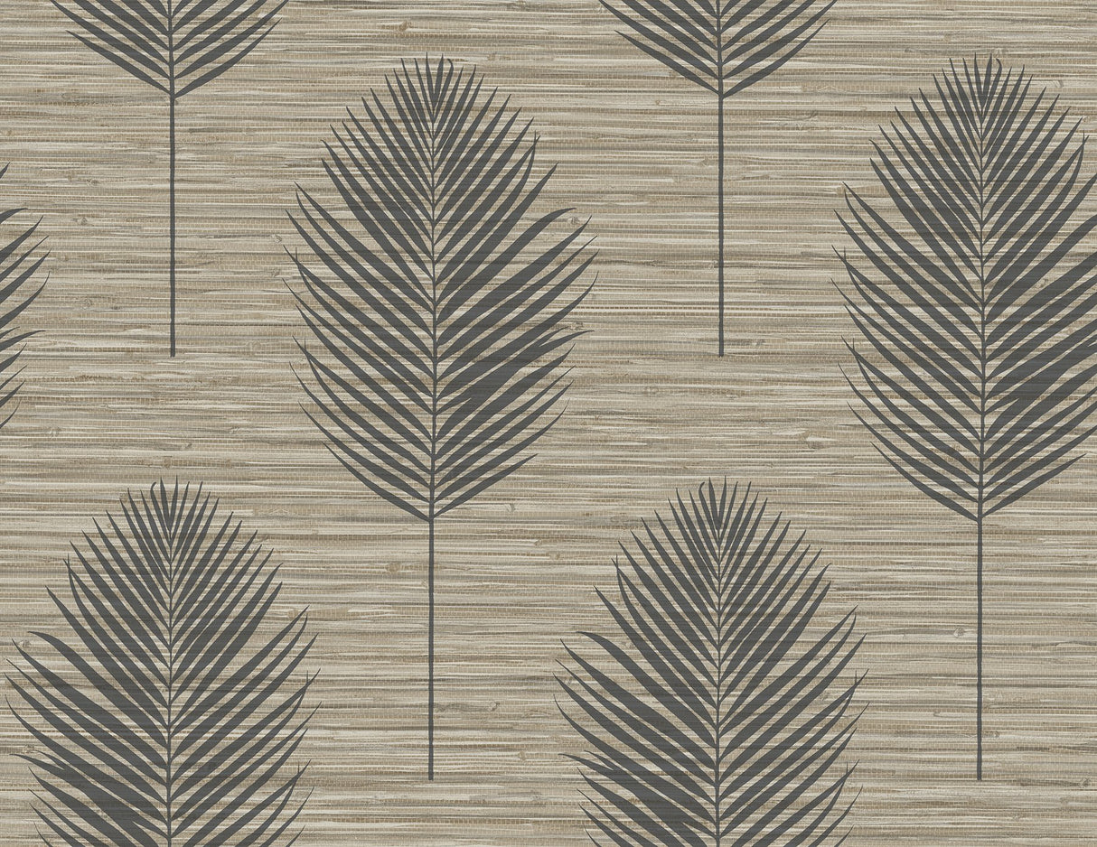 Bali Light Brown Fern Textured Wallpaper with Coastal Botanical Leaves Pattern - A-Street Prints 2988-70206