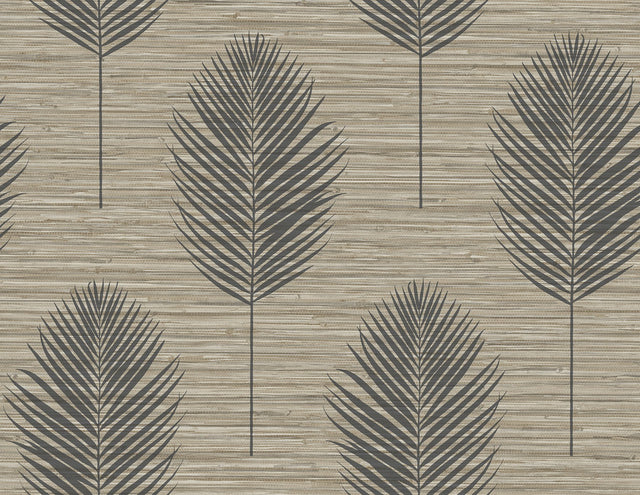 Bali Light Brown Fern Textured Wallpaper with Coastal Botanical Leaves Pattern - A-Street Prints 2988-70206
