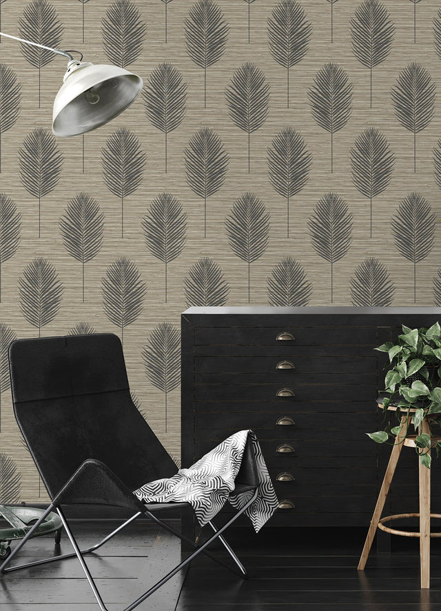 Bali Light Brown Fern Textured Wallpaper with Coastal Botanical Leaves Pattern - A-Street Prints 2988-70206